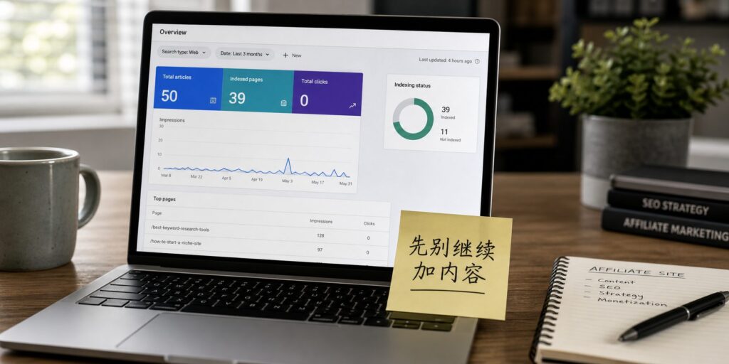 50篇文章还是 0 点击,affiliate 新站先别继续加内容