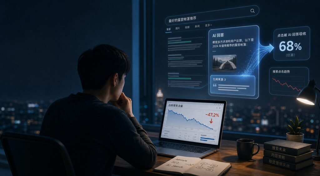 AI 把点击先吃掉了,affiliate 内容站别再只盯排名